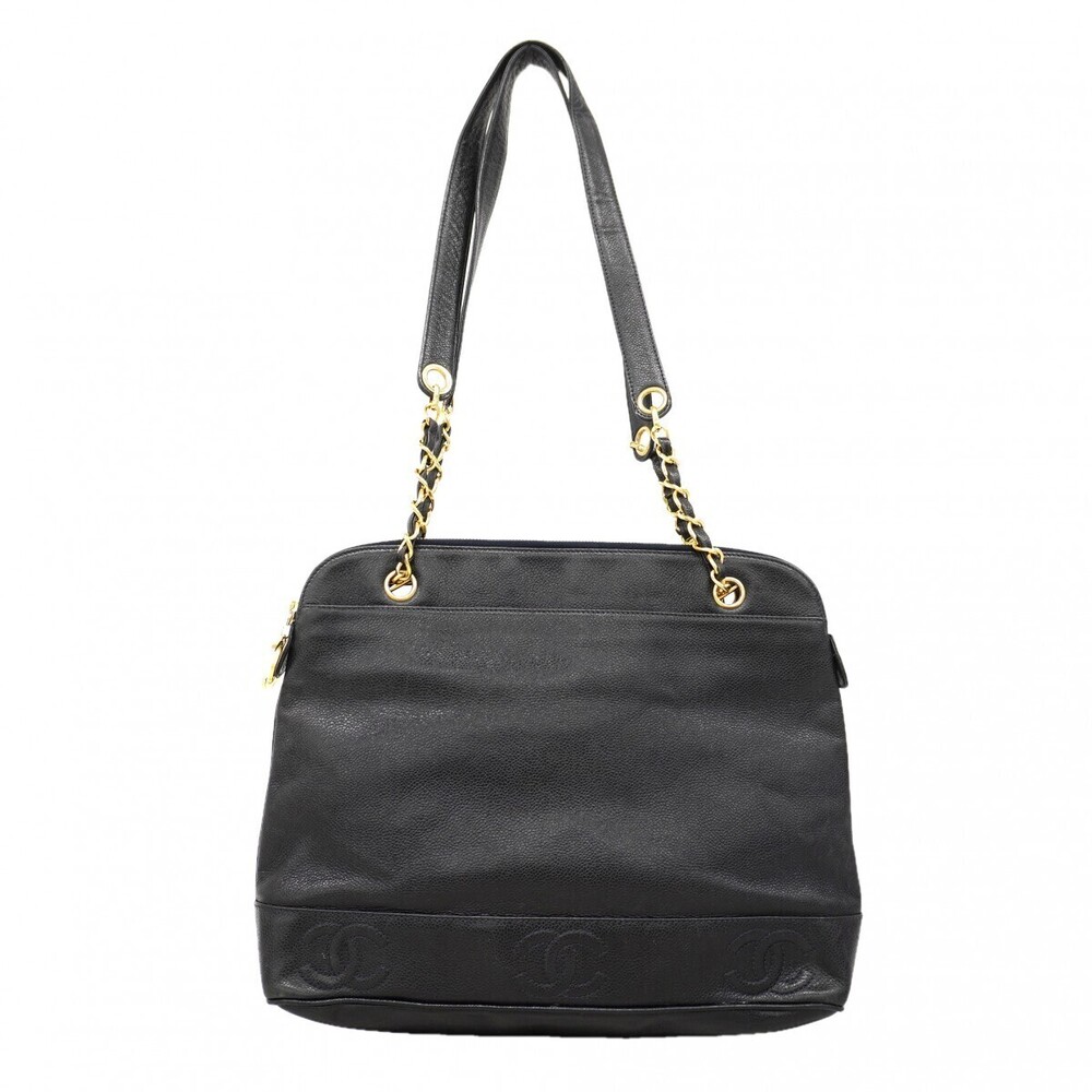 Chanel Triple Coco Chain Shoulder Bag Caviar Skin Black